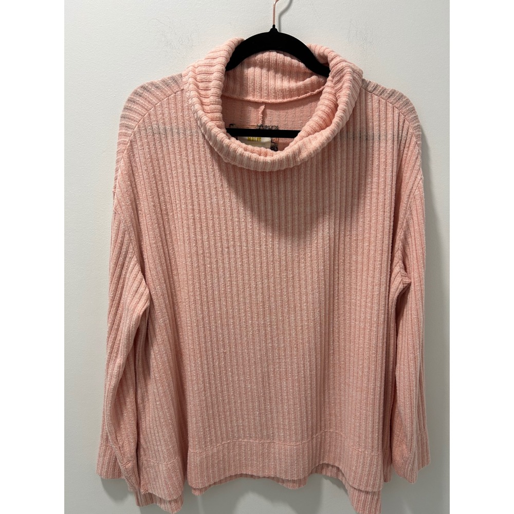 Maeve Anthropologie Pink Ribbed Cowl Neck Sweater Medium Peach Knit Top